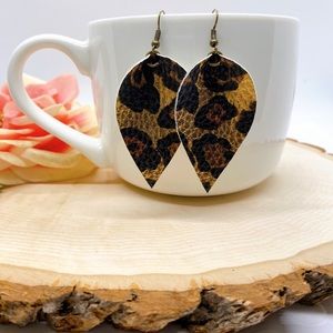 Metallic Leopard Print Drop Earrings